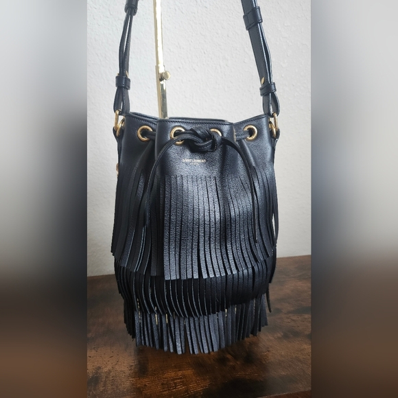 Saint Laurent Small Fringe Emmanuelle Bucket Bag - Picture 1 of 16